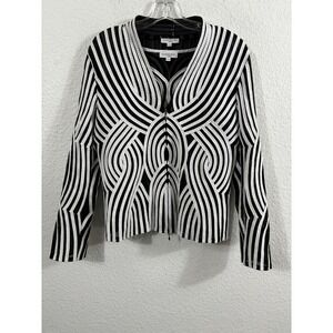 Alexandra Rosati Jacket Top Set Womens Petite 14 Black White Geometric Mesh Zip